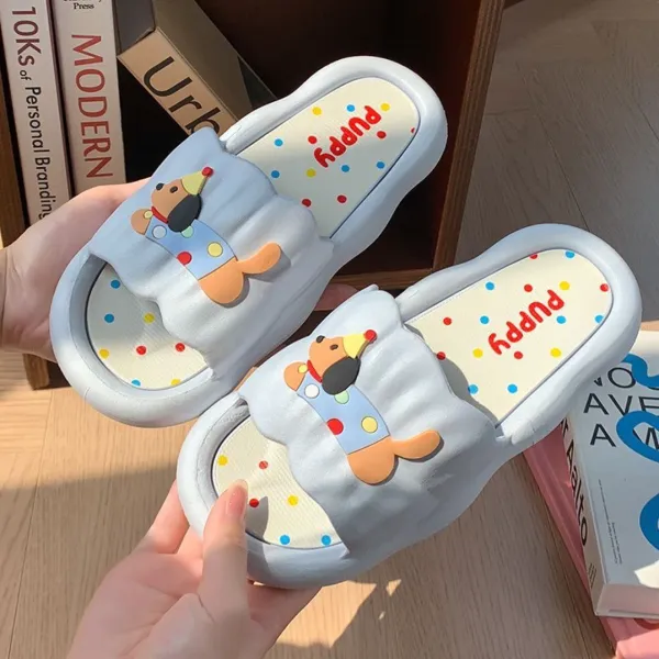 Rainbow Dog  Sole Slippers for Women